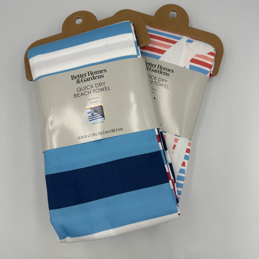 Better Homes & Gardens Quick-Dry Travel Beach Towel Sand Friendly Reversible 2pc